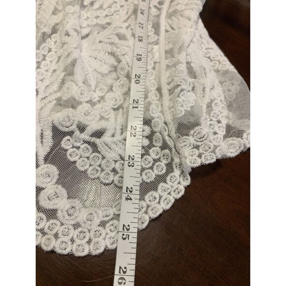 Rachel Zoe O/S White Cotton Lace Sheer Embroidered Boho Top Blouse Floral - Picture 6 of 8